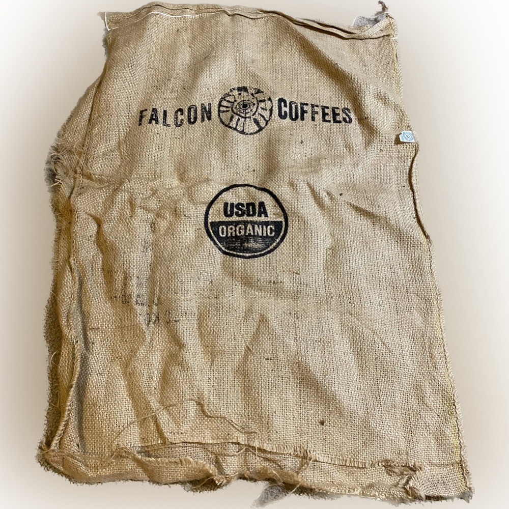 Burlap Jute Coffee Sack Peru Pimcos bag fairtrade Falcon Coffees - 1 of 2